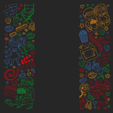 Sinema desen vektör simgeleri ile. Film,