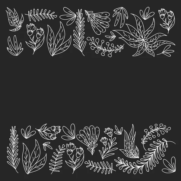 Hand Vektor gezeichnet blumig, Blätter Elemente. Muster für Logo, Grußkarte, Hochzeitsdesign. — Stockvektor