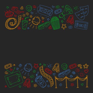 Sinema desen vektör simgeleri ile. Film,