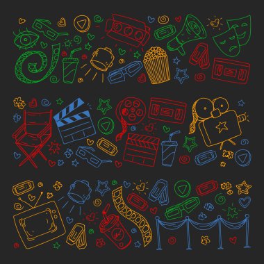 Sinema desen vektör simgeleri ile. Film,