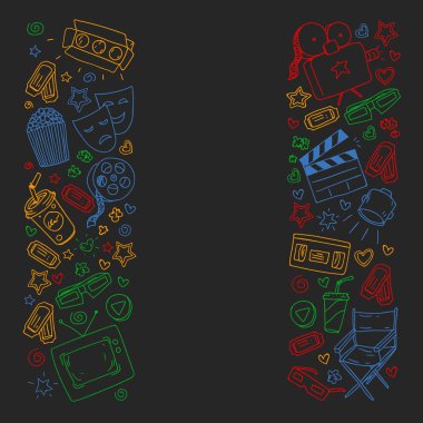 Sinema desen vektör simgeleri ile. Film,