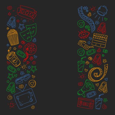 Sinema desen vektör simgeleri ile. Film,