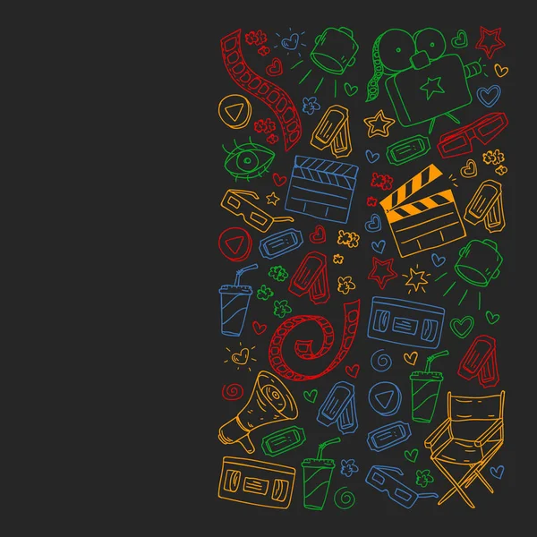 Sinema desen vektör simgeleri ile. Film,