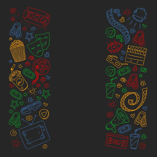 Sinema desen vektör simgeleri ile. Film,