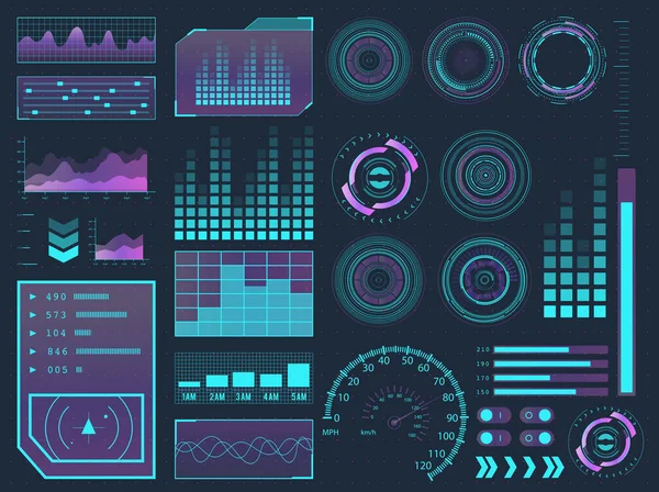 HUD elements science de la science de la science-fiction interface utilisateur futuriste. Boutons de menu, réalité virtuelle, illustration vectorielle infographique . — Image vectorielle