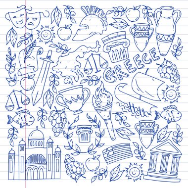 Yunanistan elemanları seyahat. Dergi, Web, Turizm için Yunanistan sembolleri