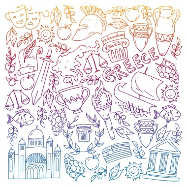 Yunanistan elemanları seyahat. Dergi, Web, Turizm için Yunanistan sembolleri
