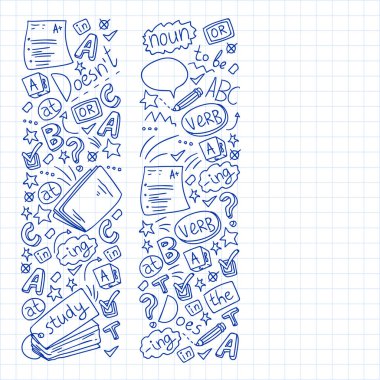 İngilizce kursları. İngilizce öğrenmedoodle vektör kavramı illüstrasyon.