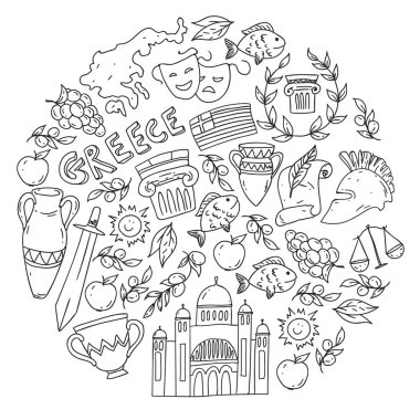 Yunanistan elemanları seyahat. Dergi, Web, Turizm için Yunanistan sembolleri
