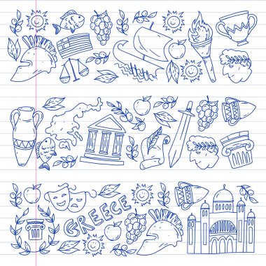 Yunanistan elemanları seyahat. Dergi, Web, Turizm için Yunanistan sembolleri