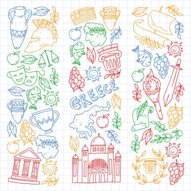 Yunanistan elemanları seyahat. Dergi, Web, Turizm için Yunanistan sembolleri