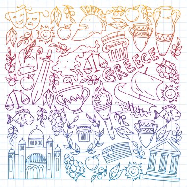 Yunanistan elemanları seyahat. Dergi, Web, Turizm için Yunanistan sembolleri