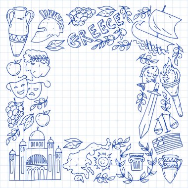 Yunanistan elemanları seyahat. Dergi, Web, Turizm için Yunanistan sembolleri