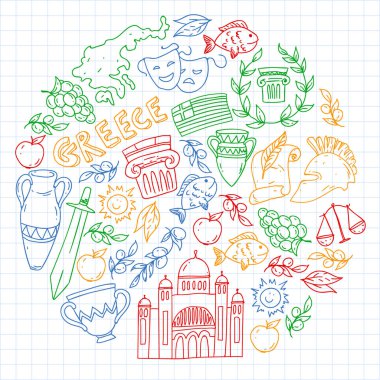 Yunanistan elemanları seyahat. Dergi, Web, Turizm için Yunanistan sembolleri