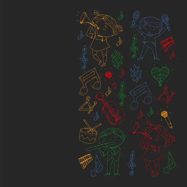 Музыкальный фон для шаблонов. Векторная иллюстрация с музыкальными инструментами. Караоке, мюзикл, вечеринка — стоковый вектор