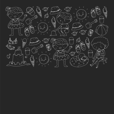 Çocuklar yaz tatili. Küçük çocuklarla tatil. Deniz, plaj ve okyanus