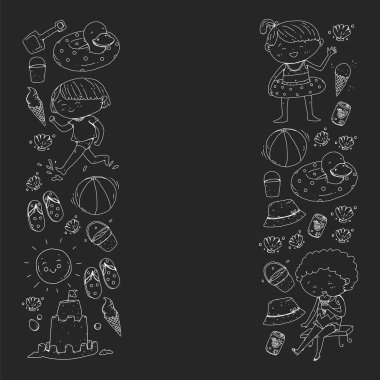 Çocuklar yaz tatili. Küçük çocuklarla tatil. Deniz, plaj ve okyanus