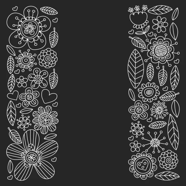 ドアの花と葉のベクトルパターン — ストックベクタ