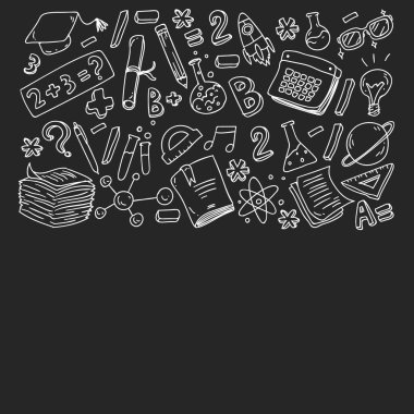 Okul konseptine geri dönelim. Eğitim, öğrenme, açık kitap, bilgi. Modern eğitim şablonu tasarımı.