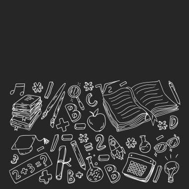 Okul konseptine geri dönelim. Eğitim, öğrenme, açık kitap, bilgi. Modern eğitim şablonu tasarımı.