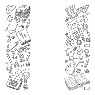 Okul konseptine geri dönelim. Eğitim, öğrenme, açık kitap, bilgi. Modern eğitim şablonu tasarımı.