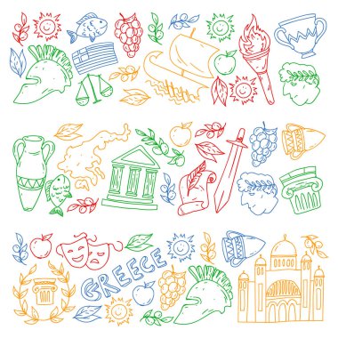 Yunanistan elemanları seyahat. Dergi, Web, Turizm için Yunanistan sembolleri
