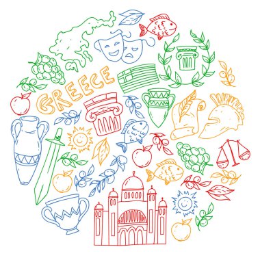 Yunanistan elemanları seyahat. Dergi, Web, Turizm için Yunanistan sembolleri