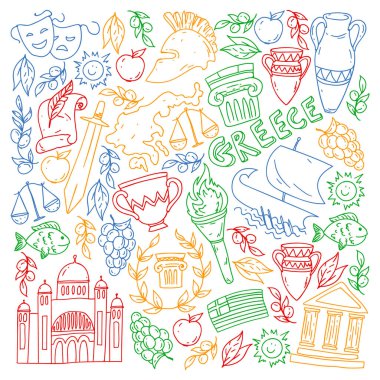 Yunanistan elemanları seyahat. Dergi, Web, Turizm için Yunanistan sembolleri