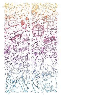 Çocuklar müzik çalın. Müzik eğitimi, tiyatro, okul.