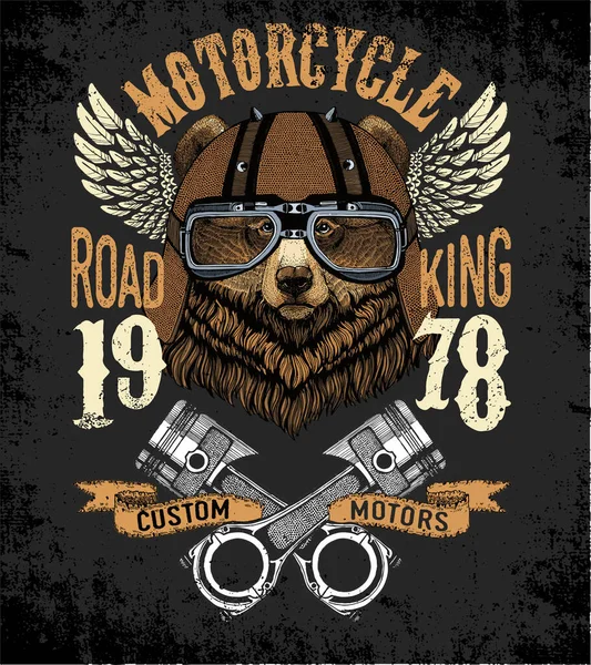 Motorcykel vektor typografi. Cool djur för t-shirt grafik, vektorer. — Stock vektor