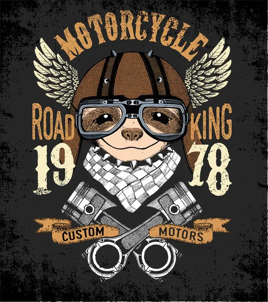 Typographie vectorielle moto. Cool animal pour t-shirt graphiques, vecteurs . — Image vectorielle