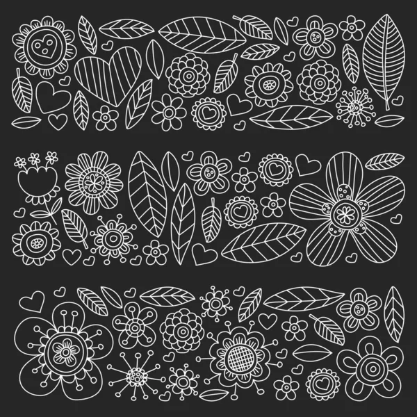 Flowers vector pattern. Background for wedding design, coloring page, book. — Stock Vector