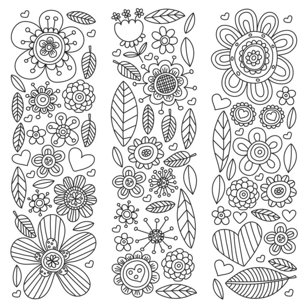 Bloemen vector patroon. Achtergrond voor bruiloft ontwerp, kleurplaat, boek. — Stockvector