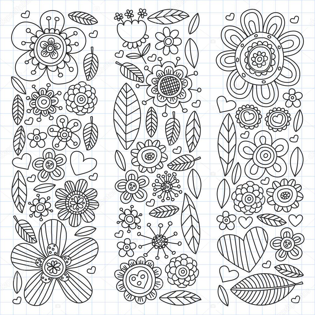 Flowers vector pattern. Background for wedding design, coloring page, book.