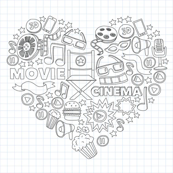 Cinema, movie. Vector film symbols and objects — Stock Vector