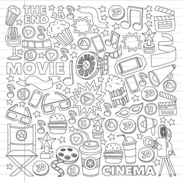 Σινεμά, ταινία. Σύμβολα και αντικείμενα διανυσματικών ταινιών — Διανυσματικό Αρχείο