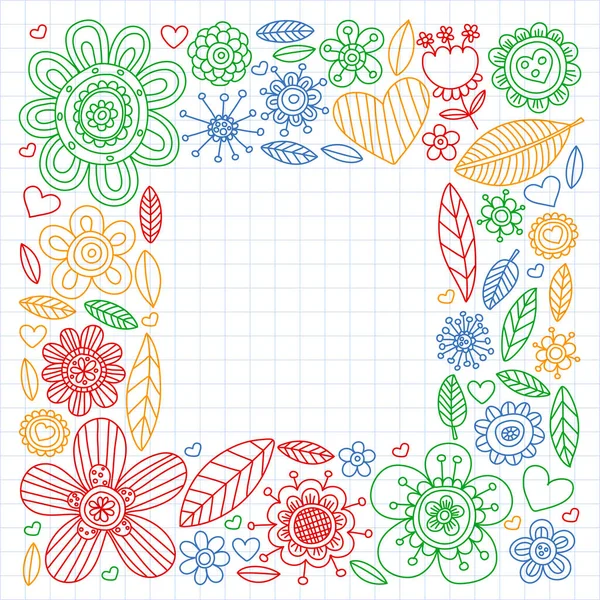 花のベクトルパターン。結婚式のデザイン、着色ページ、本の背景. — ストックベクタ