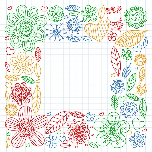 Modèle vectoriel de fleurs. Arrière-plan pour la conception de mariage, coloriage, livre. — Image vectorielle