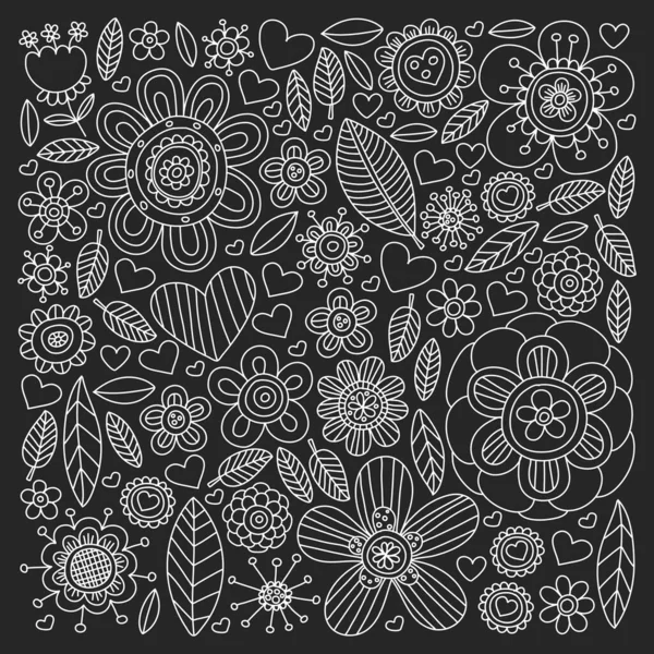 Flowers vector pattern. Background for wedding design, coloring page, book. — Stock Vector