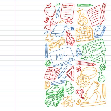 Okul gereçlerine dönelim. İnternette okul, e-öğrenme, internet eğitimi. Üniversite, üniversite.