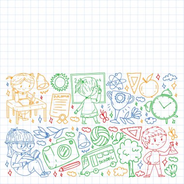 Hayal gücü ve yaratıcılık. Küçük çocukların vektör illüstrasyonu.