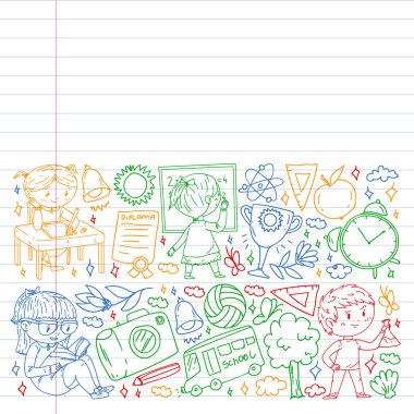 Hayal gücü ve yaratıcılık. Küçük çocukların vektör illüstrasyonu.