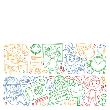 Hayal gücü ve yaratıcılık. Küçük çocukların vektör illüstrasyonu.