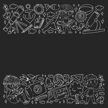 Hayal gücü ve yaratıcılık. Küçük çocukların vektör illüstrasyonu.