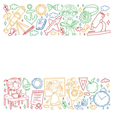 Hayal gücü ve yaratıcılık. Küçük çocukların vektör illüstrasyonu.