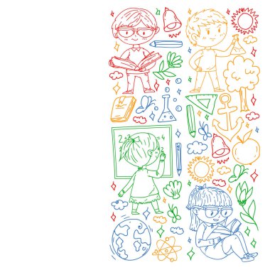 Hayal gücü ve yaratıcılık. Küçük çocukların vektör illüstrasyonu.