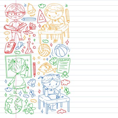 Hayal gücü ve yaratıcılık. Küçük çocukların vektör illüstrasyonu.