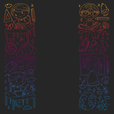 Hayal gücü ve yaratıcılık. Küçük çocukların vektör illüstrasyonu.