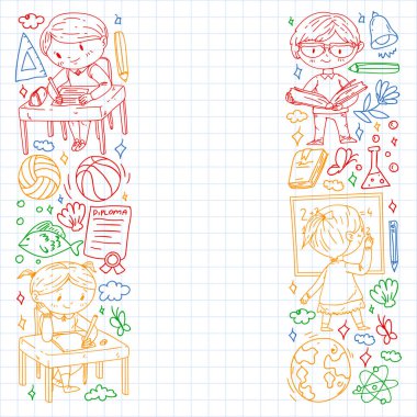 Hayal gücü ve yaratıcılık. Küçük çocukların vektör illüstrasyonu.