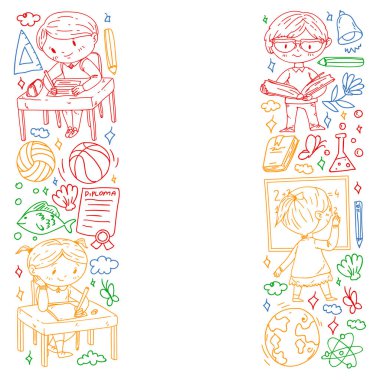 Hayal gücü ve yaratıcılık. Küçük çocukların vektör illüstrasyonu.